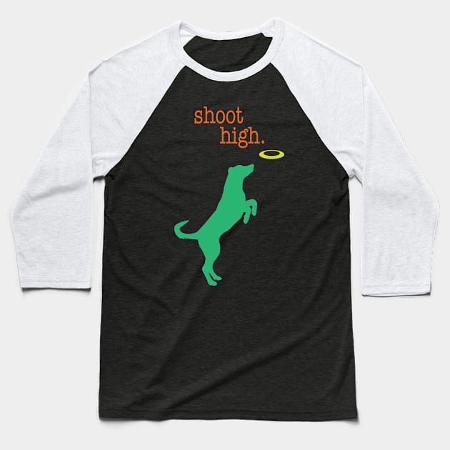 Dog Jumping Hgh for a Frisbee Baseball T-Shirt by Scott Richards